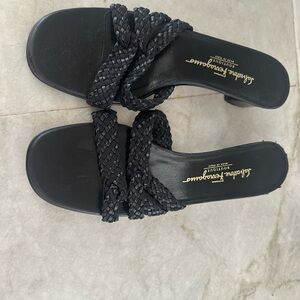 Salvatore Ferragamo Black Sandals with Braided Straps